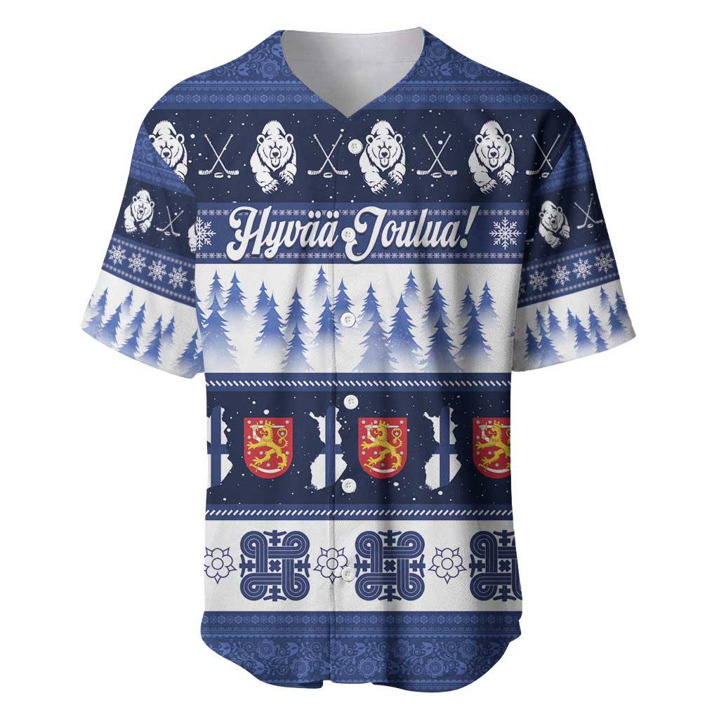 Finland Christmas Baseball Jersey Suomen Tasavalta Hyvaa Joulua - Wonder Print Shop