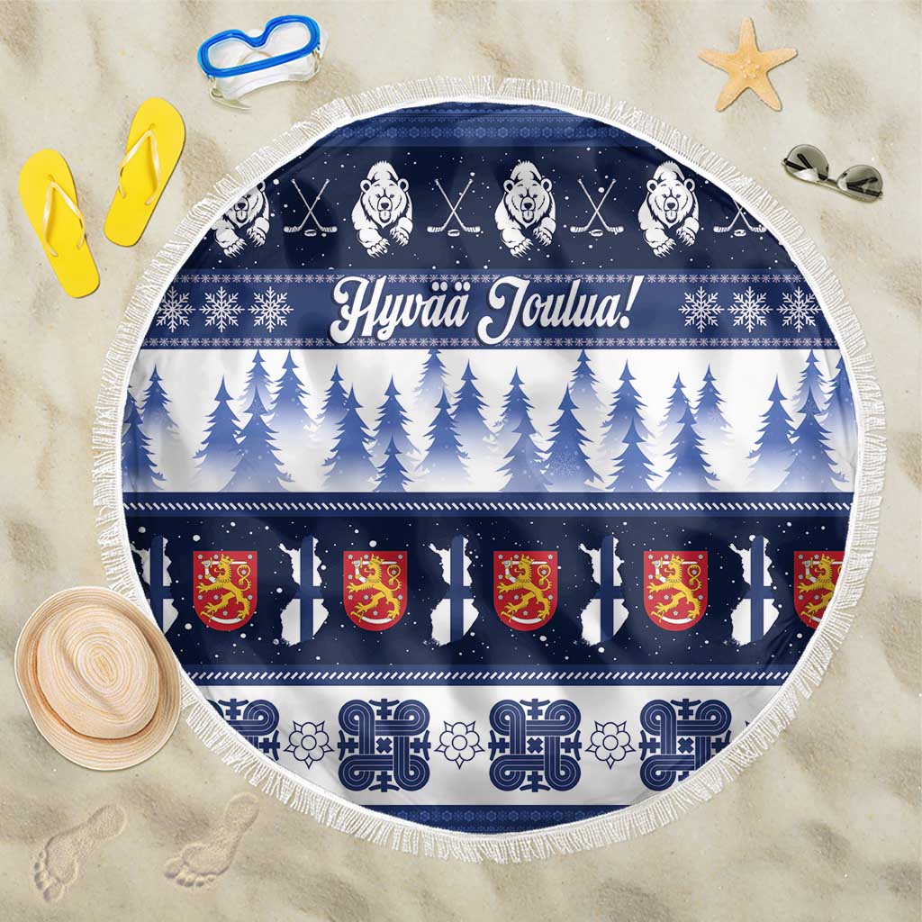 Finland Christmas Beach Blanket Suomen Tasavalta Hyvaa Joulua - Wonder Print Shop