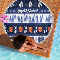 Finland Christmas Beach Blanket Suomen Tasavalta Hyvaa Joulua - Wonder Print Shop