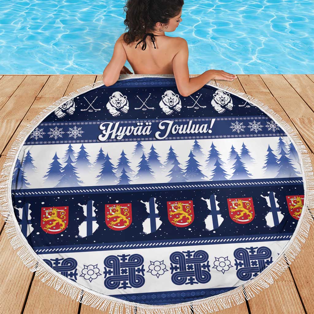 Finland Christmas Beach Blanket Suomen Tasavalta Hyvaa Joulua - Wonder Print Shop