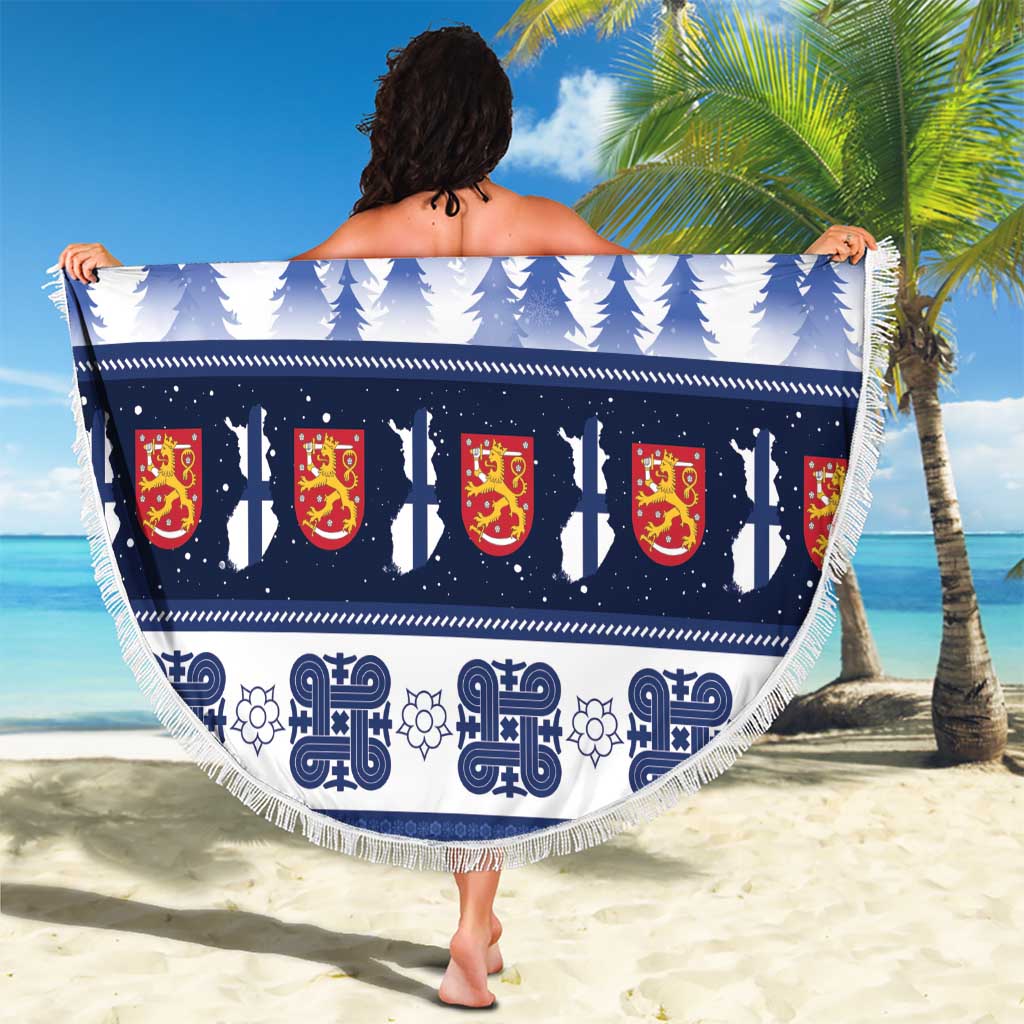 Finland Christmas Beach Blanket Suomen Tasavalta Hyvaa Joulua - Wonder Print Shop