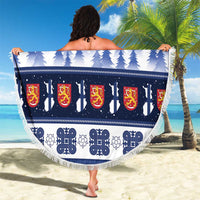 Finland Christmas Beach Blanket Suomen Tasavalta Hyvaa Joulua - Wonder Print Shop