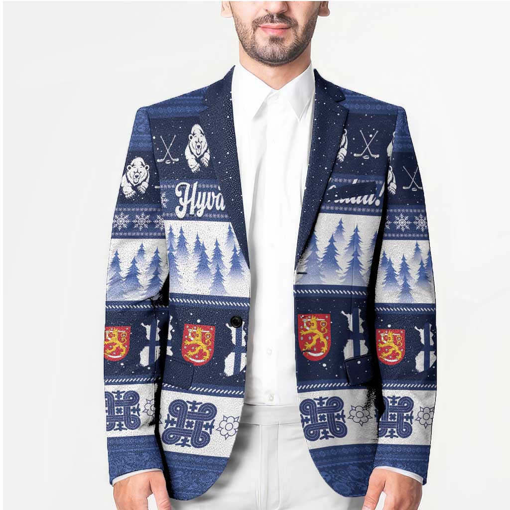 Finland Christmas Blazer Suomen Tasavalta Hyvaa Joulua - Wonder Print Shop