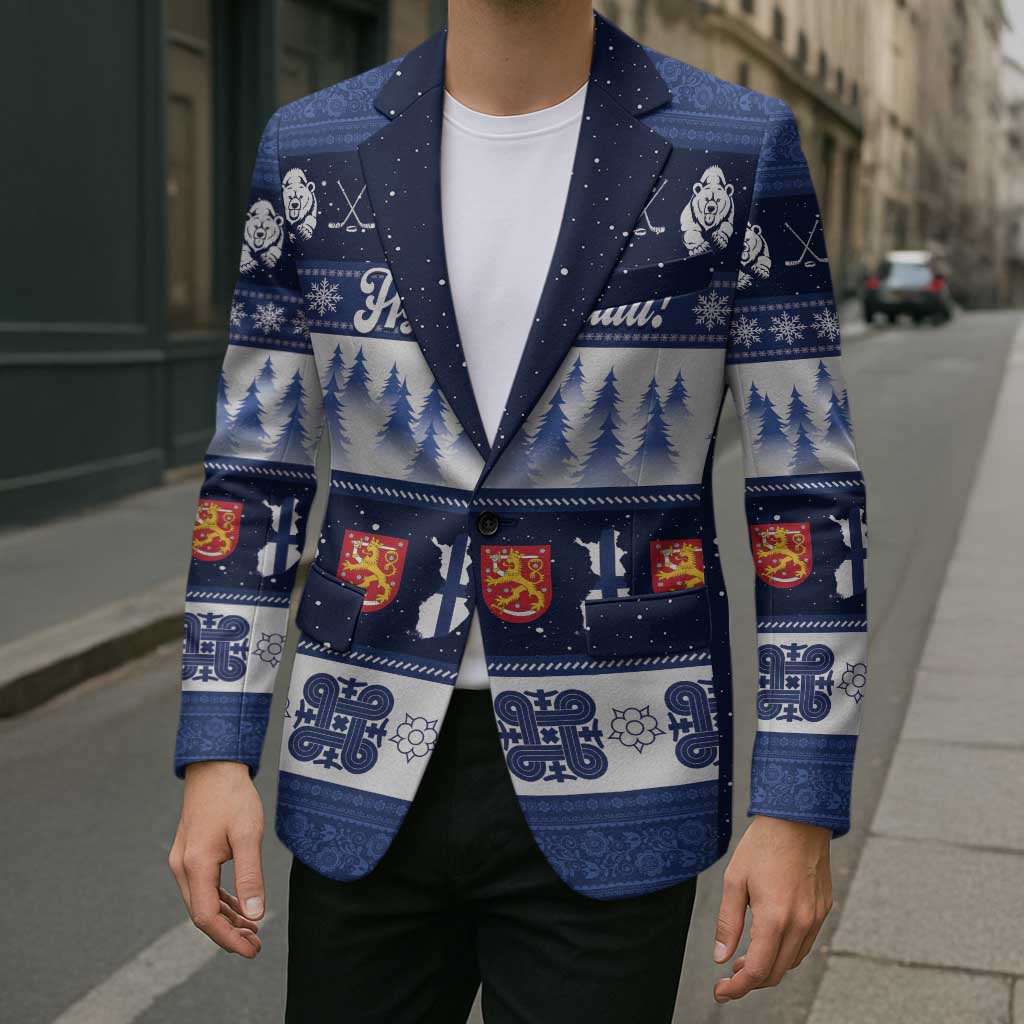 Finland Christmas Blazer Suomen Tasavalta Hyvaa Joulua - Wonder Print Shop