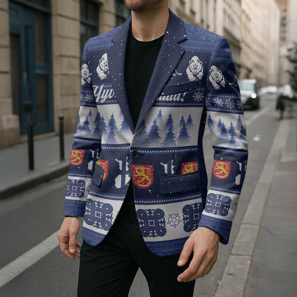 Finland Christmas Blazer Suomen Tasavalta Hyvaa Joulua - Wonder Print Shop