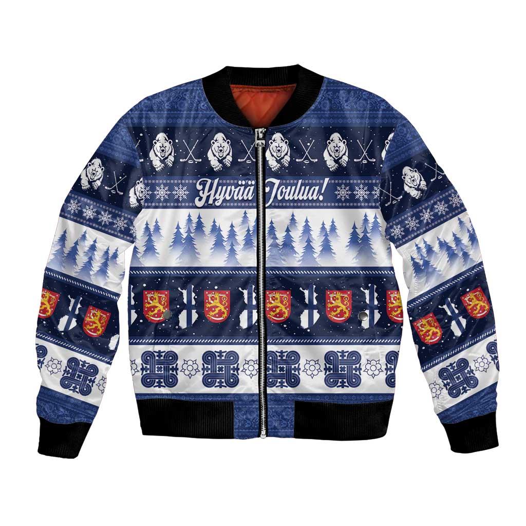 Finland Christmas Bomber Jacket Suomen Tasavalta Hyvaa Joulua - Wonder Print Shop