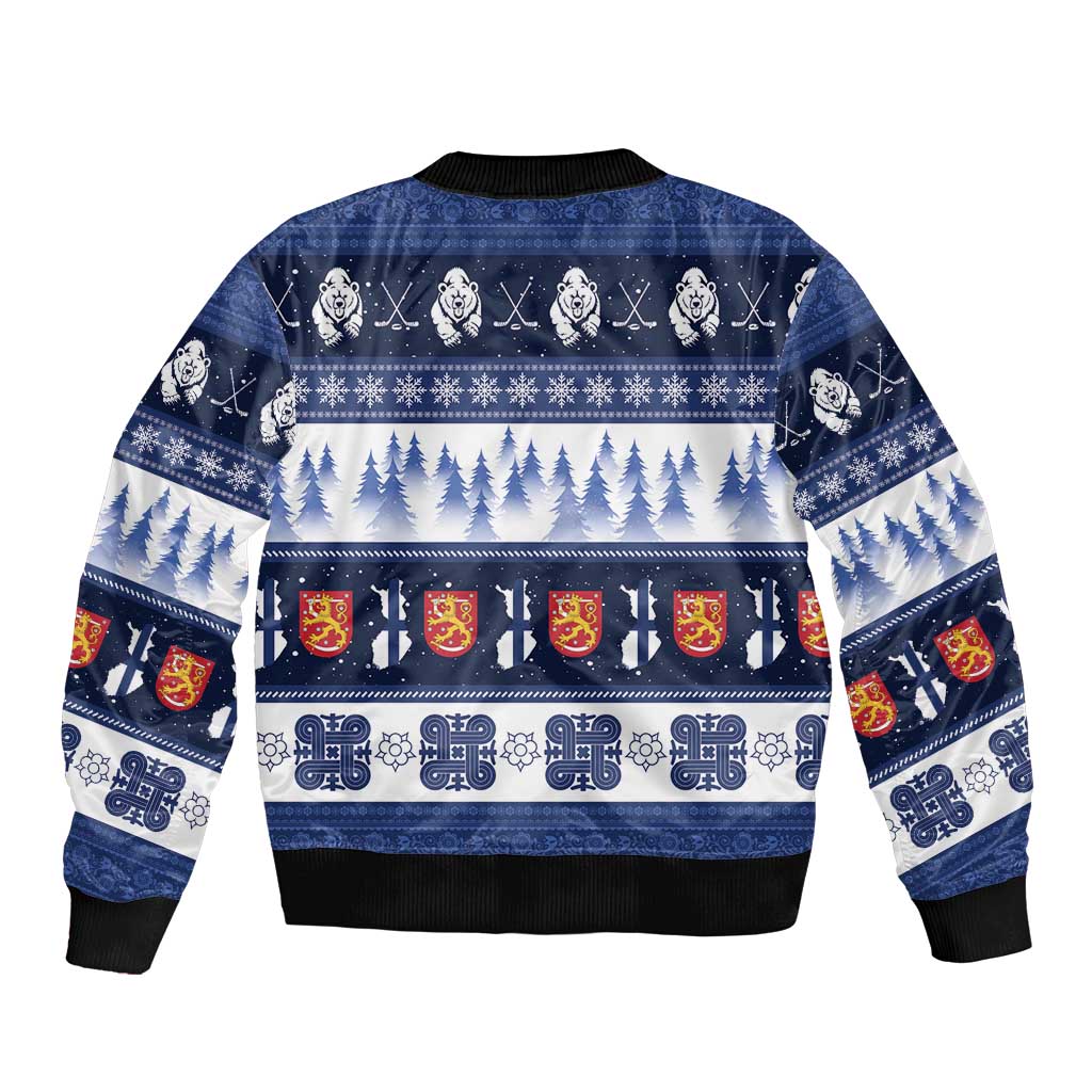 Finland Christmas Bomber Jacket Suomen Tasavalta Hyvaa Joulua - Wonder Print Shop