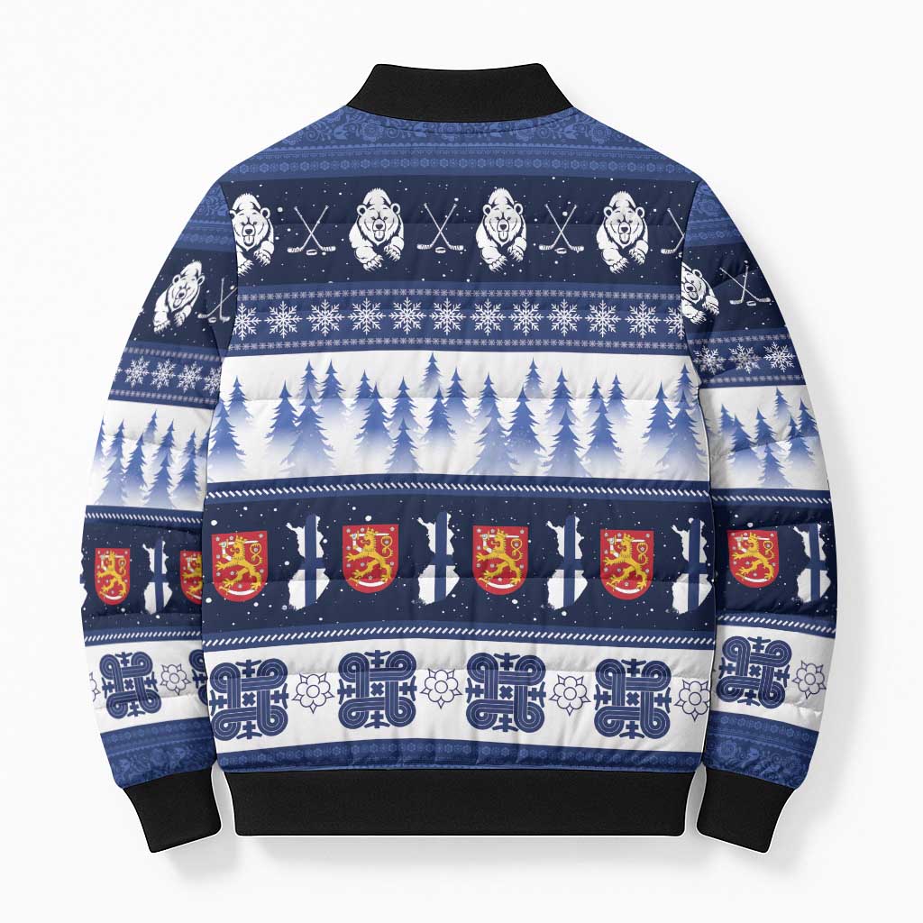 Finland Christmas Bomber Puffer Jacket Suomen Tasavalta Hyvaa Joulua - Wonder Print Shop