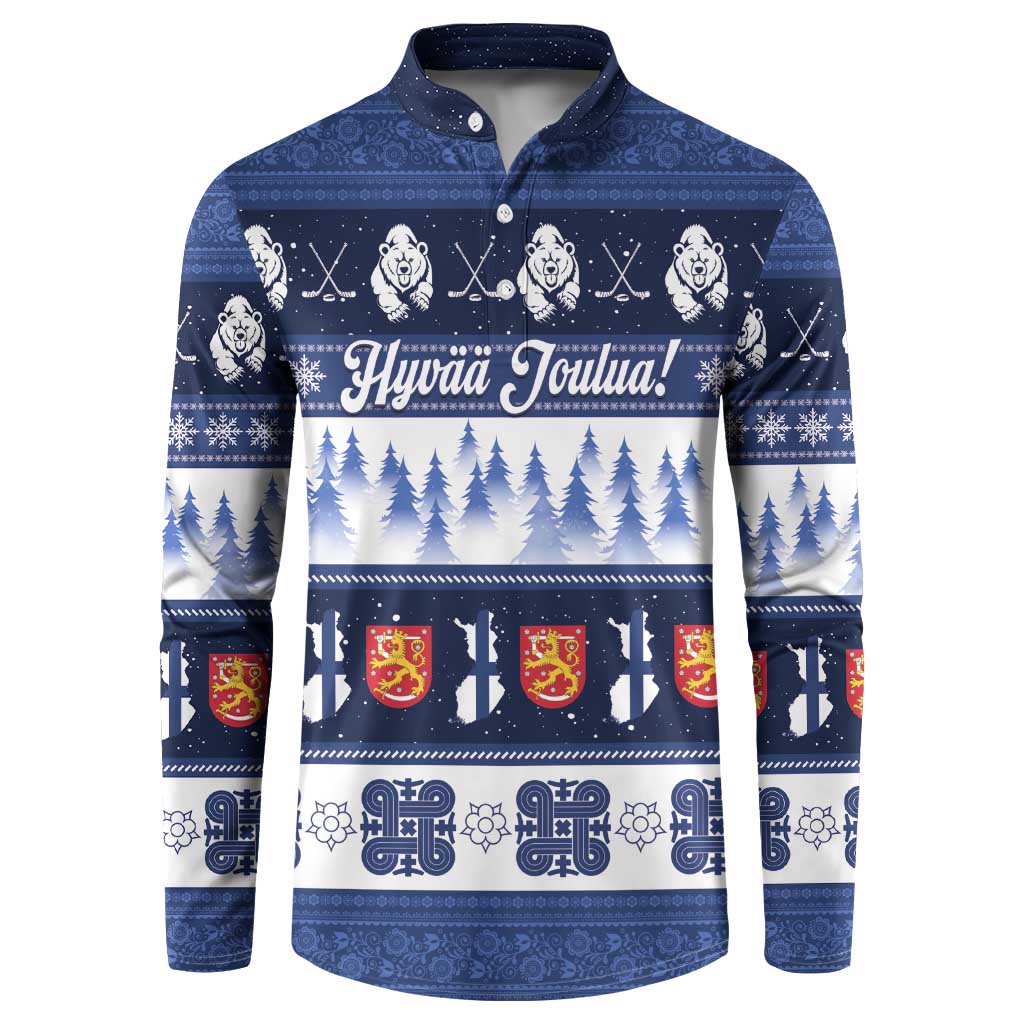 Finland Christmas Button Sweatshirt Suomen Tasavalta Hyvaa Joulua - Wonder Print Shop