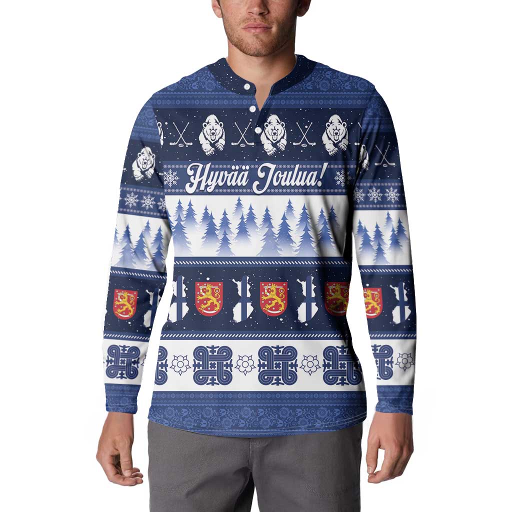 Finland Christmas Button Sweatshirt Suomen Tasavalta Hyvaa Joulua - Wonder Print Shop