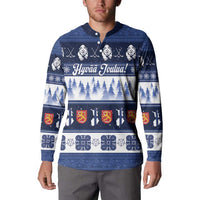 Finland Christmas Button Sweatshirt Suomen Tasavalta Hyvaa Joulua - Wonder Print Shop
