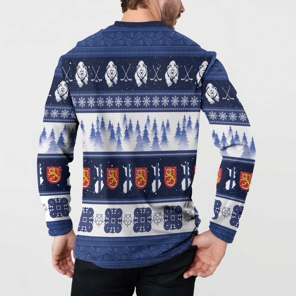 Finland Christmas Button Sweatshirt Suomen Tasavalta Hyvaa Joulua - Wonder Print Shop