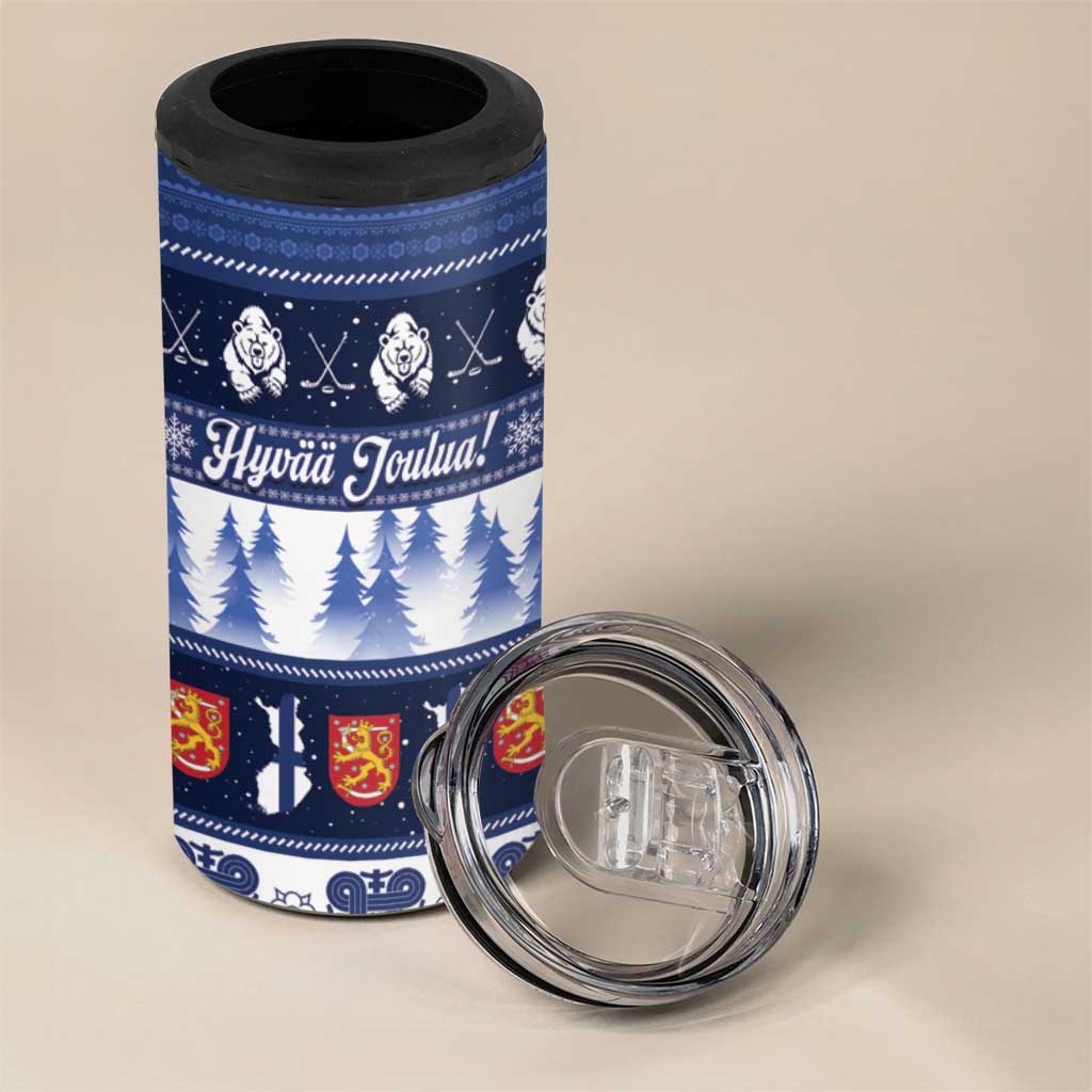 Finland Christmas 4 in 1 Can Cooler Tumbler Suomen Tasavalta Hyvaa Joulua - Wonder Print Shop