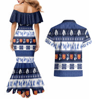 Finland Christmas Couples Matching Mermaid Dress and Hawaiian Shirt Suomen Tasavalta Hyvaa Joulua - Wonder Print Shop