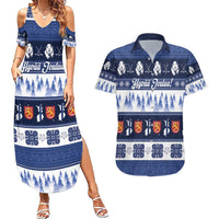 Finland Christmas Couples Matching Summer Maxi Dress and Hawaiian Shirt Suomen Tasavalta Hyvaa Joulua - Wonder Print Shop
