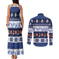 Finland Christmas Couples Matching Tank Maxi Dress and Long Sleeve Button Shirt Suomen Tasavalta Hyvaa Joulua - Wonder Print Shop