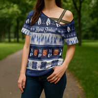 Finland Christmas Cross Shoulder Shirt Suomen Tasavalta Hyvaa Joulua - Wonder Print Shop