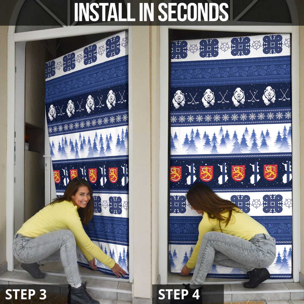 Finland Christmas Door Cover Suomen Tasavalta Hyvaa Joulua - Wonder Print Shop