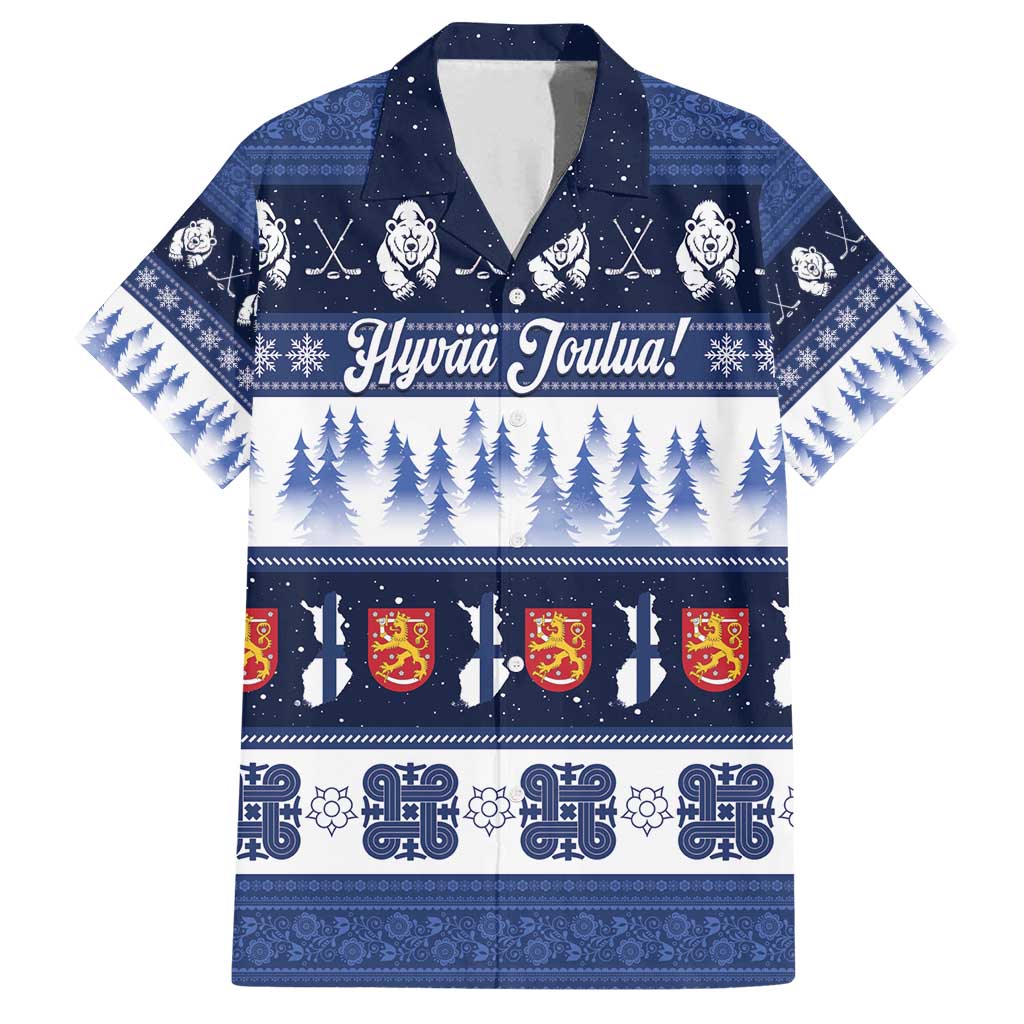 Finland Christmas Family Matching Long Sleeve Bodycon Dress and Hawaiian Shirt Suomen Tasavalta Hyvaa Joulua - Wonder Print Shop