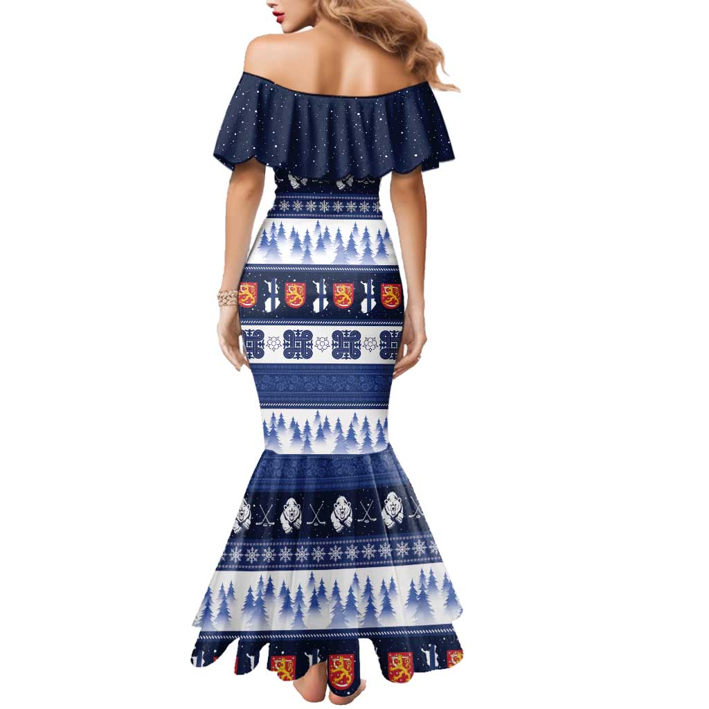 Finland Christmas Family Matching Mermaid Dress and Hawaiian Shirt Suomen Tasavalta Hyvaa Joulua - Wonder Print Shop