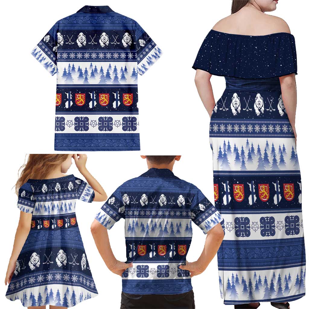Finland Christmas Family Matching Off Shoulder Maxi Dress and Hawaiian Shirt Suomen Tasavalta Hyvaa Joulua - Wonder Print Shop