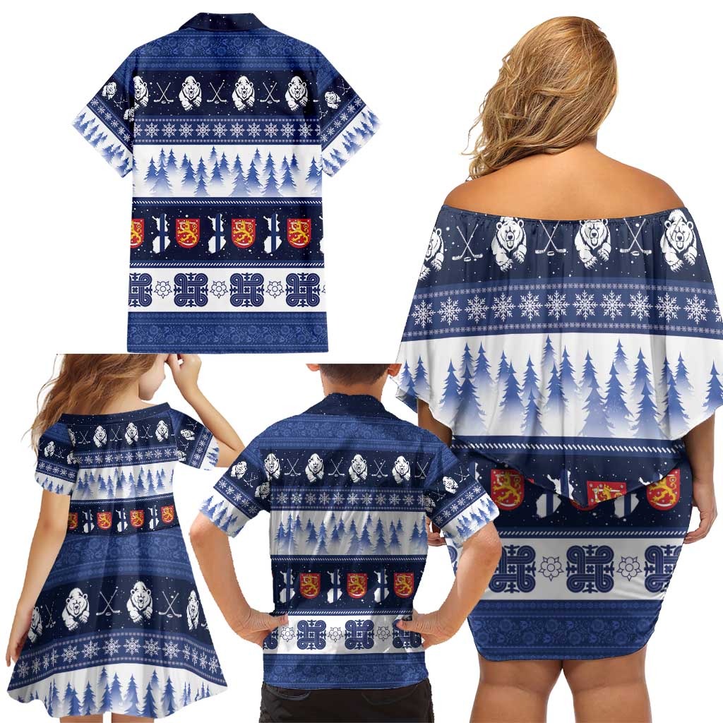 Finland Christmas Family Matching Off Shoulder Short Dress and Hawaiian Shirt Suomen Tasavalta Hyvaa Joulua - Wonder Print Shop