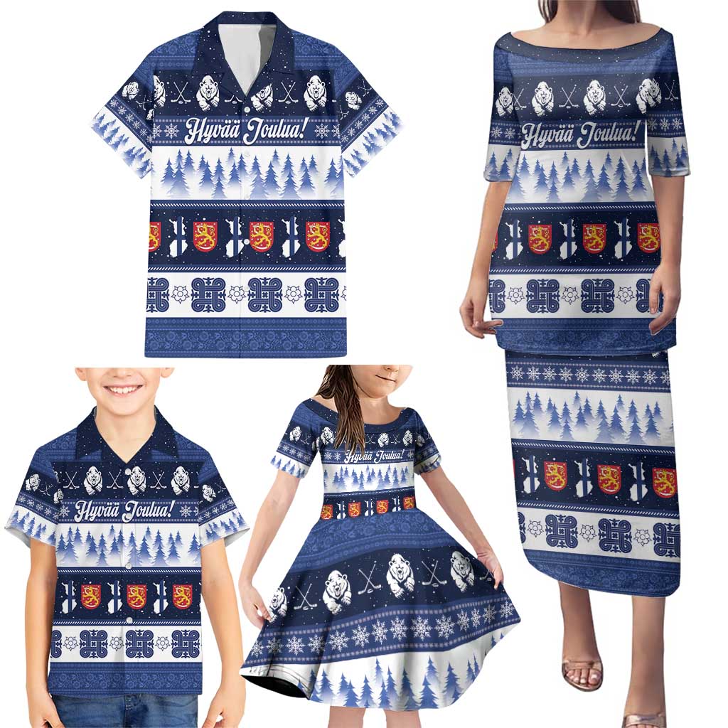 Finland Christmas Family Matching Puletasi and Hawaiian Shirt Suomen Tasavalta Hyvaa Joulua - Wonder Print Shop