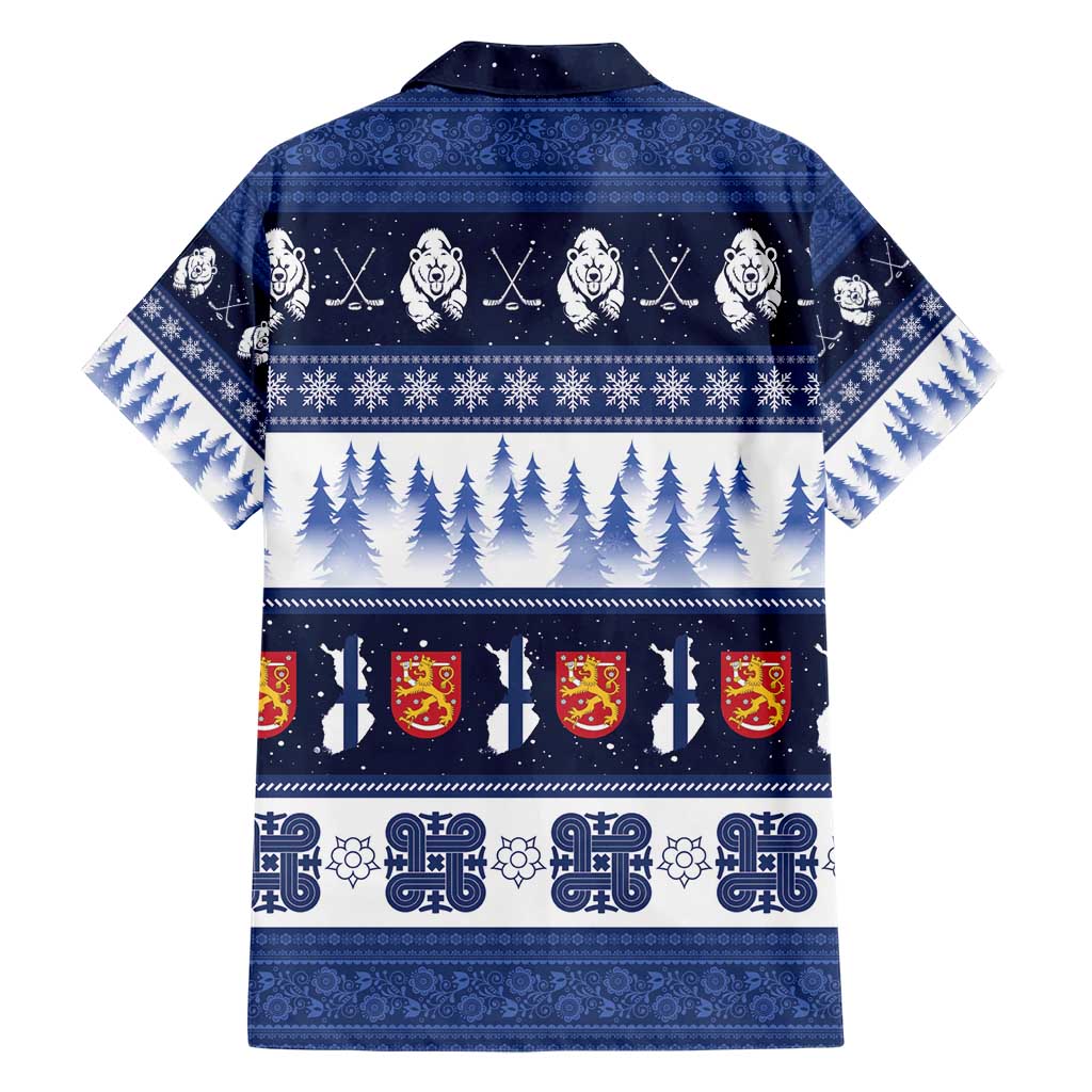 Finland Christmas Family Matching Short Sleeve Bodycon Dress and Hawaiian Shirt Suomen Tasavalta Hyvaa Joulua - Wonder Print Shop