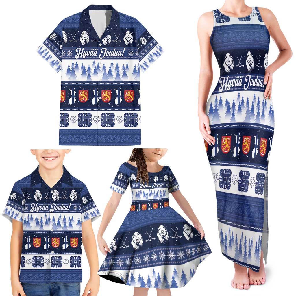 Finland Christmas Family Matching Tank Maxi Dress and Hawaiian Shirt Suomen Tasavalta Hyvaa Joulua - Wonder Print Shop
