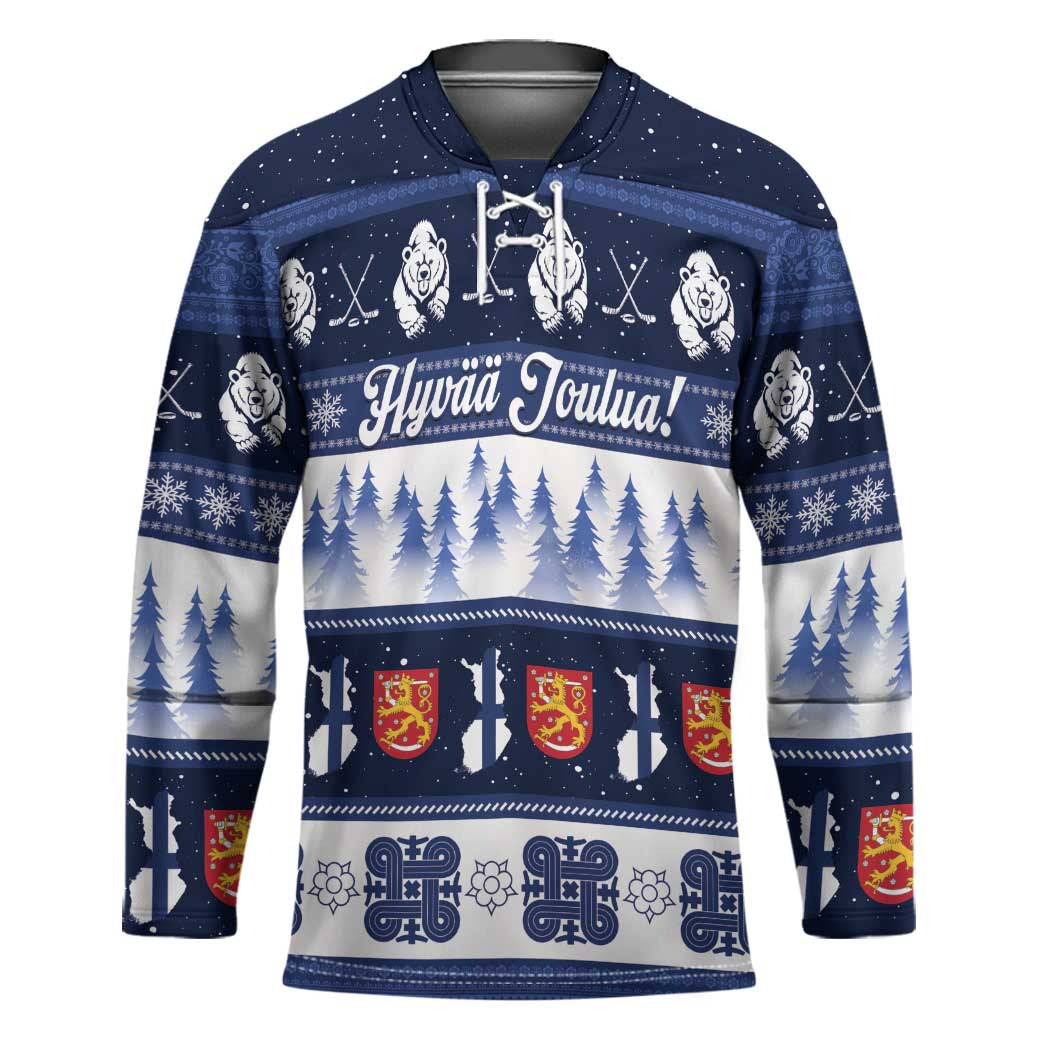 Finland Christmas Hockey Jersey Suomen Tasavalta Hyvaa Joulua - Wonder Print Shop