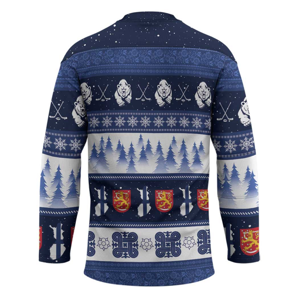 Finland Christmas Hockey Jersey Suomen Tasavalta Hyvaa Joulua - Wonder Print Shop