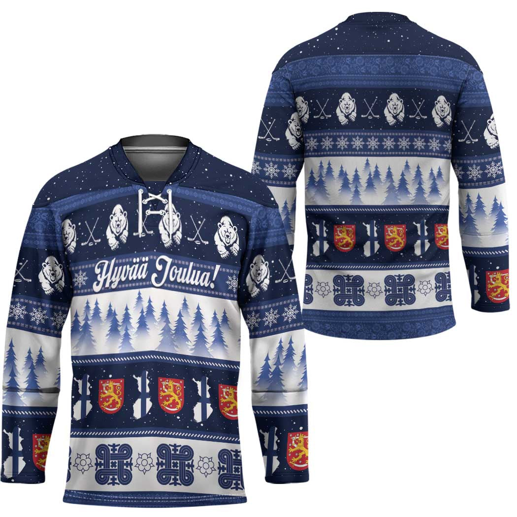 Finland Christmas Hockey Jersey Suomen Tasavalta Hyvaa Joulua - Wonder Print Shop