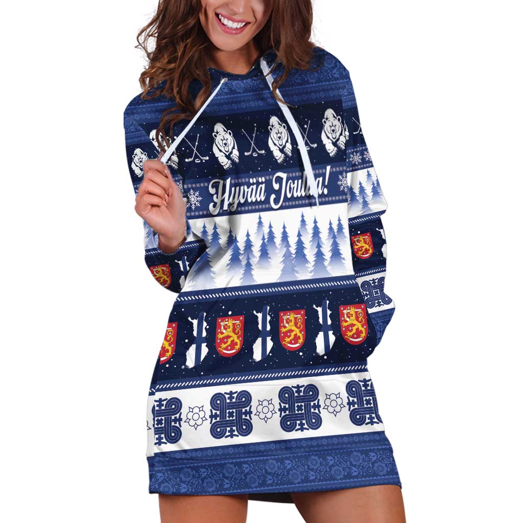 Finland Christmas Hoodie Dress Suomen Tasavalta Hyvaa Joulua - Wonder Print Shop