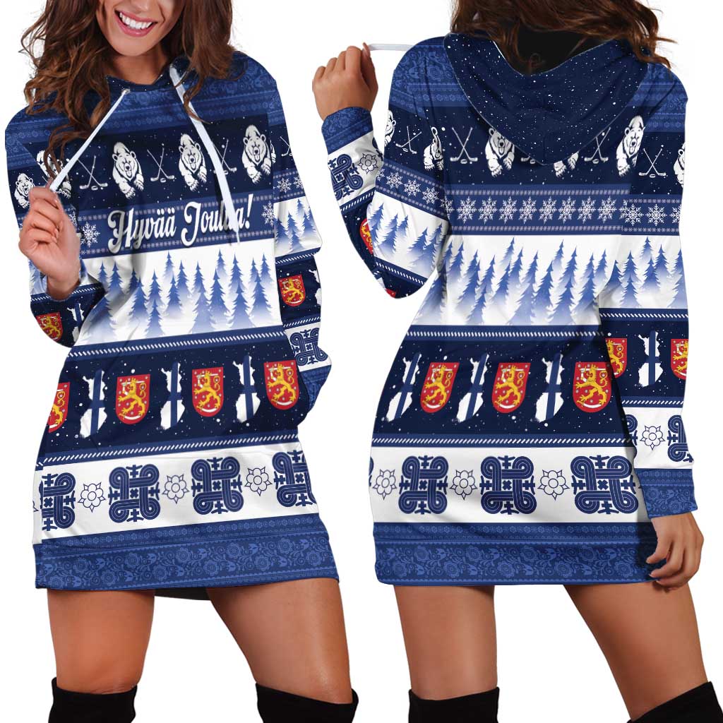 Finland Christmas Hoodie Dress Suomen Tasavalta Hyvaa Joulua - Wonder Print Shop