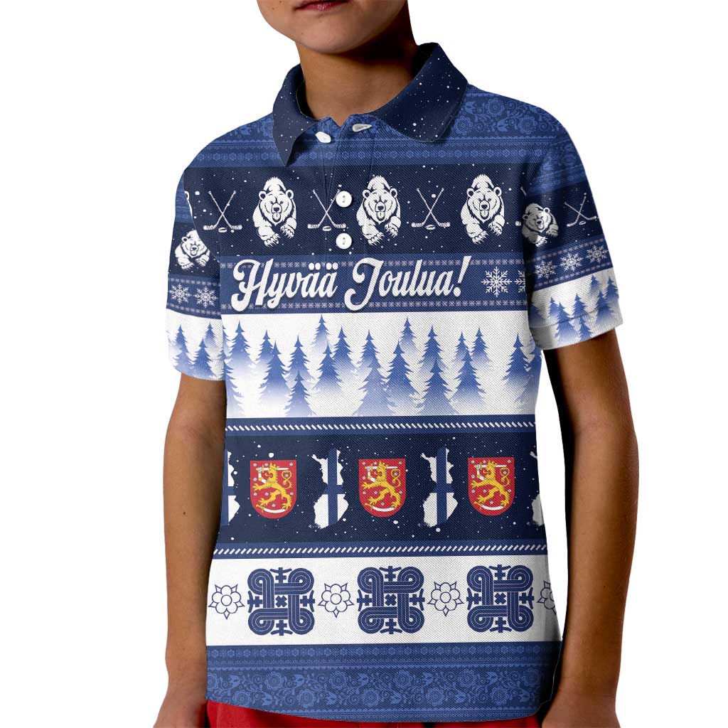 Finland Christmas Kid Polo Shirt Suomen Tasavalta Hyvaa Joulua - Wonder Print Shop