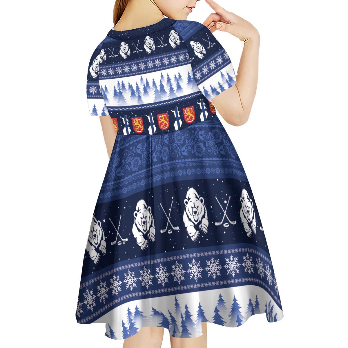 Finland Christmas Kid Short Sleeve Dress Suomen Tasavalta Hyvaa Joulua - Wonder Print Shop