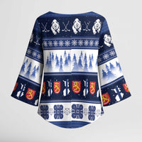 Finland Christmas Kimono Sleeve Blouse Suomen Tasavalta Hyvaa Joulua - Wonder Print Shop