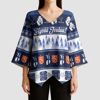 Finland Christmas Kimono Sleeve Blouse Suomen Tasavalta Hyvaa Joulua - Wonder Print Shop