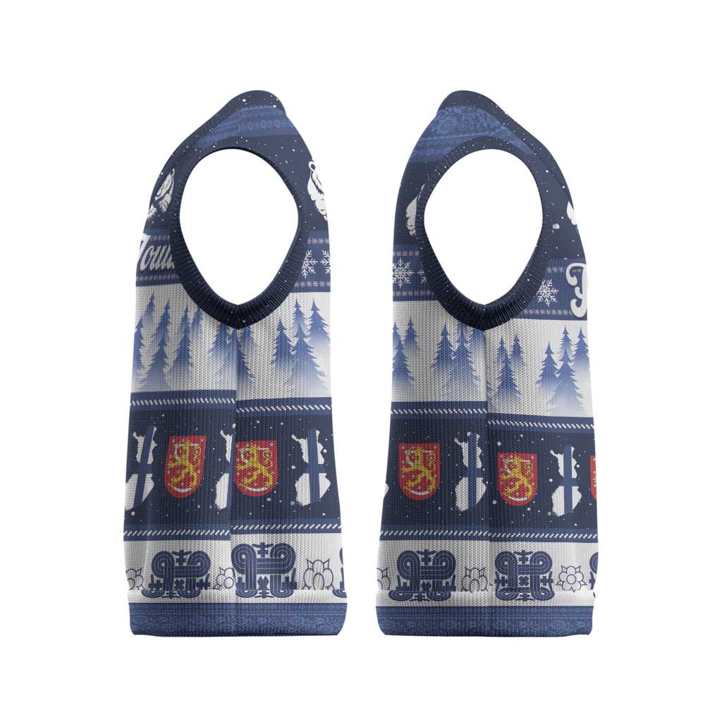 Finland Christmas Knitted V-Neck Vest Suomen Tasavalta Hyvaa Joulua - Wonder Print Shop