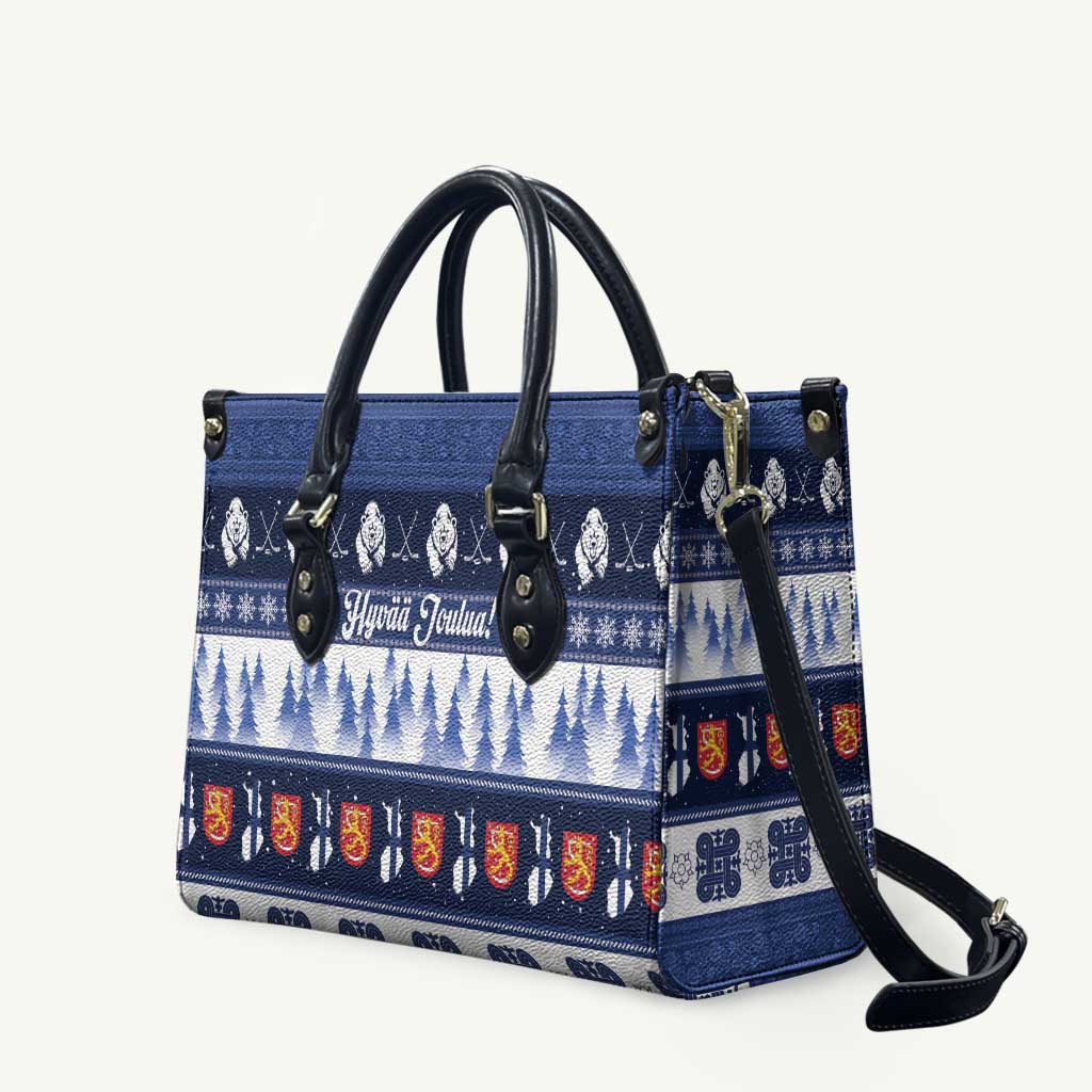Finland Christmas Leather Bag Suomen Tasavalta Hyvaa Joulua - Wonder Print Shop