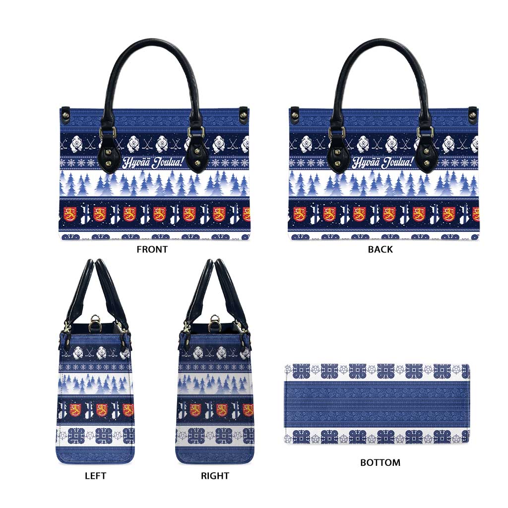 Finland Christmas Leather Bag Suomen Tasavalta Hyvaa Joulua - Wonder Print Shop