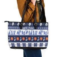 Finland Christmas Leather Tote Bag Suomen Tasavalta Hyvaa Joulua - Wonder Print Shop
