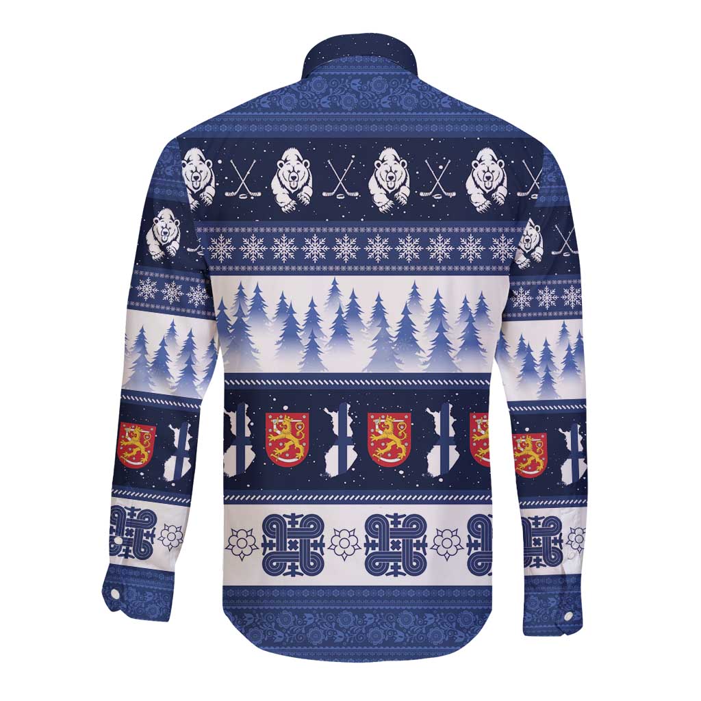 Finland Christmas Long Sleeve Button Shirt Suomen Tasavalta Hyvaa Joulua - Wonder Print Shop
