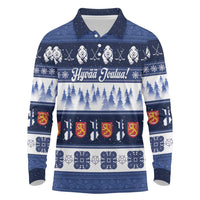 Finland Christmas Long Sleeve Polo Shirt Suomen Tasavalta Hyvaa Joulua - Wonder Print Shop