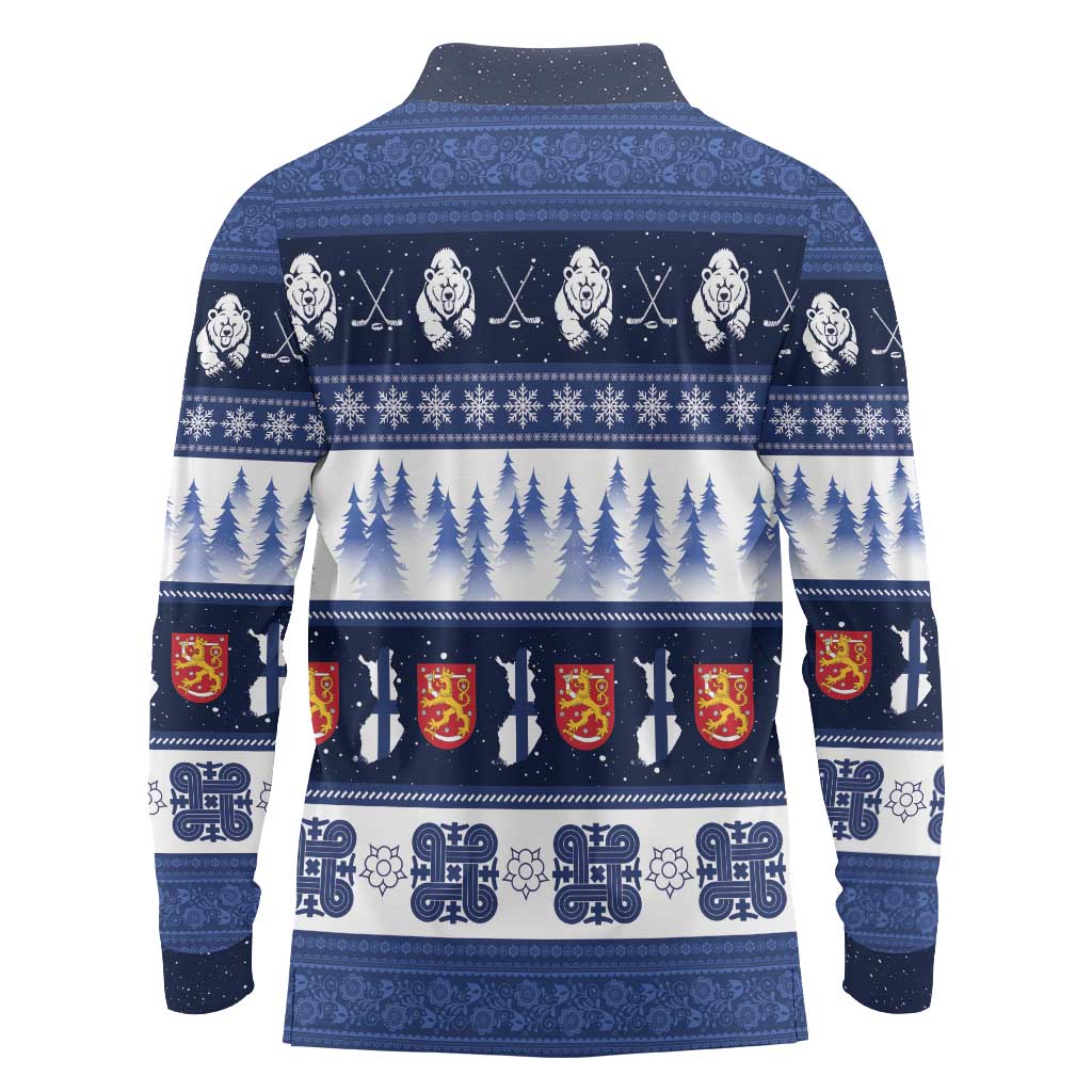 Finland Christmas Long Sleeve Polo Shirt Suomen Tasavalta Hyvaa Joulua - Wonder Print Shop