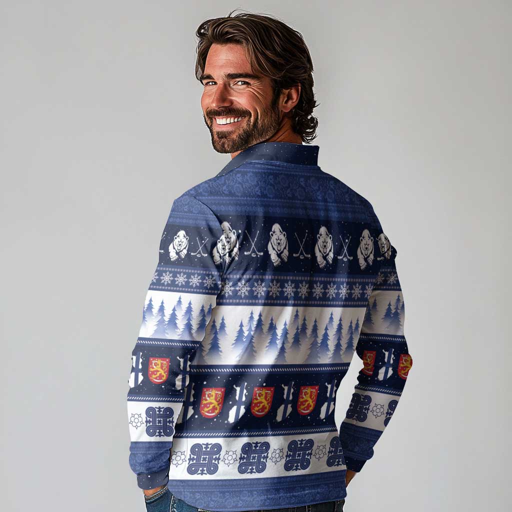 Finland Christmas Long Sleeve Polo Shirt Suomen Tasavalta Hyvaa Joulua - Wonder Print Shop