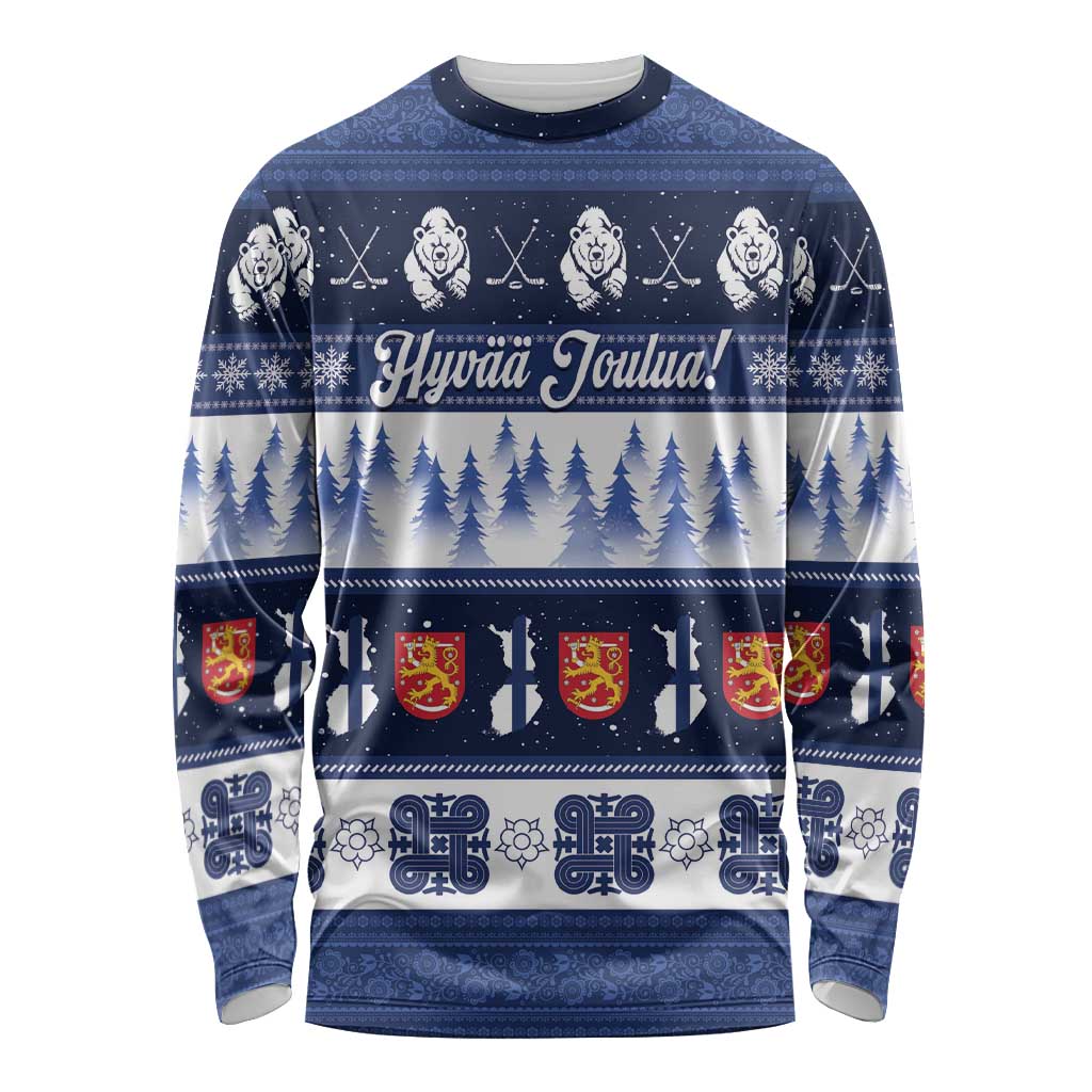 Finland Christmas Long Sleeve Shirt Suomen Tasavalta Hyvaa Joulua - Wonder Print Shop
