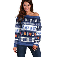 Finland Christmas Off Shoulder Sweater Suomen Tasavalta Hyvaa Joulua - Wonder Print Shop
