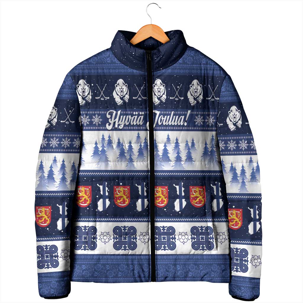 Finland Christmas Padded Jacket Suomen Tasavalta Hyvaa Joulua - Wonder Print Shop