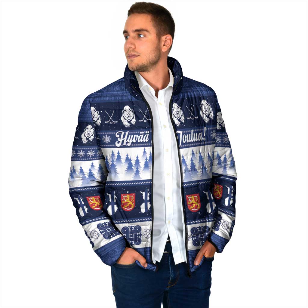 Finland Christmas Padded Jacket Suomen Tasavalta Hyvaa Joulua - Wonder Print Shop